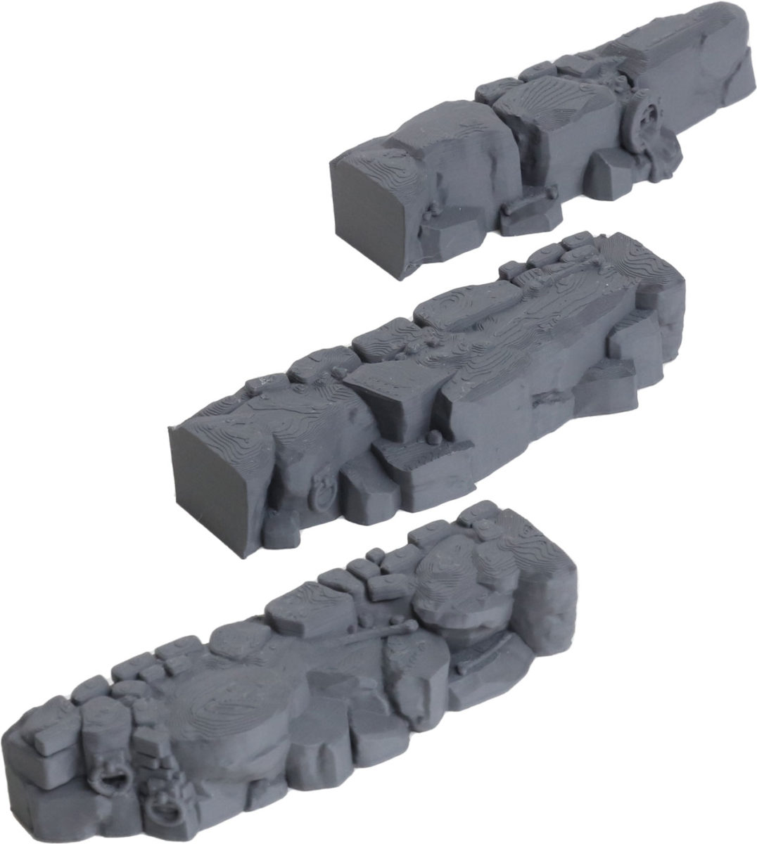 3D printed modular tabletop terrain miniature cliffs