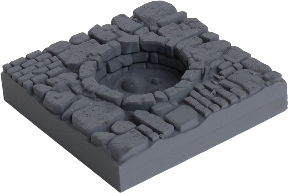 a 3D printed modular tabletop terrain miniature contaminated pit