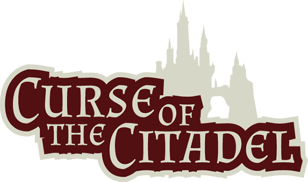 Curse of the Citadel Logo with the shape of a fantasy citadel