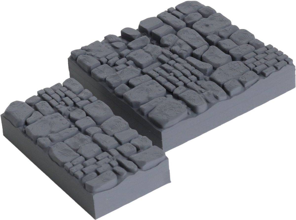 3D printed modular dungeon terrain miniature basic stone and brick floor tiles