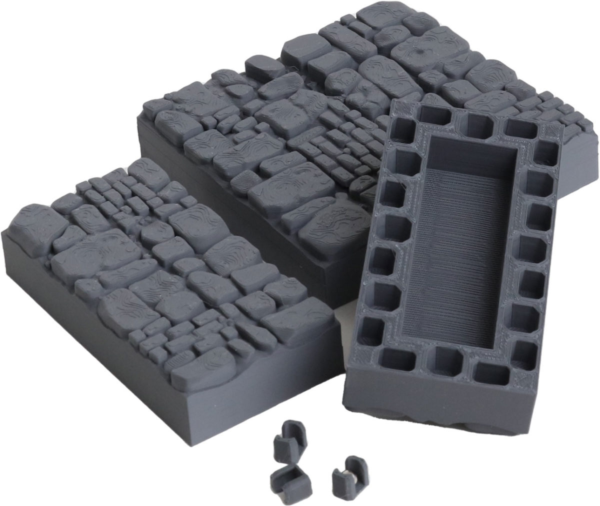 3D printed modular dungeon terrain miniature basic stone and brick floor tiles