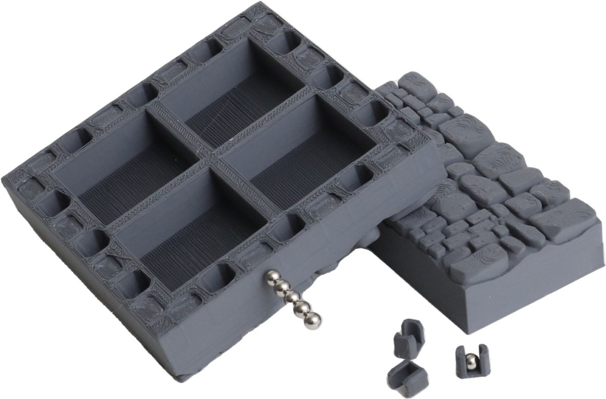 3D printed modular dungeon terrain miniature basic stone and brick floor tiles