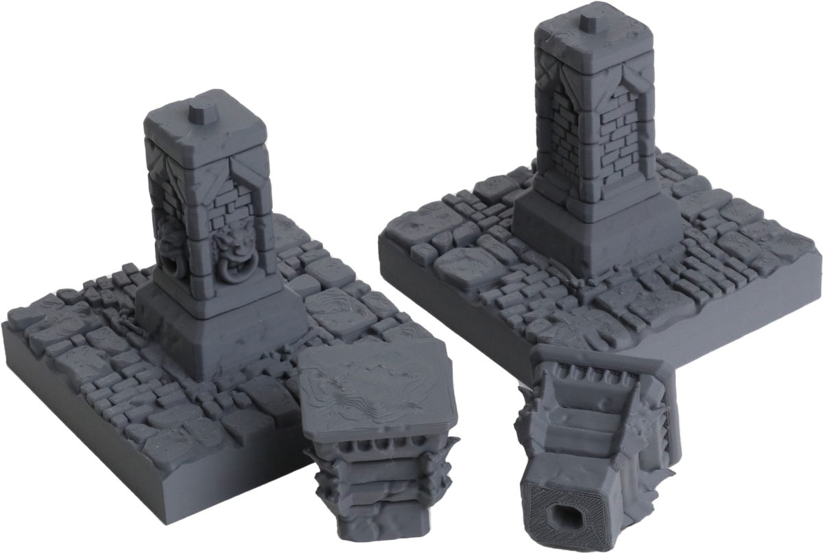 3D printed modular dungeon terrain miniature floor with pillar