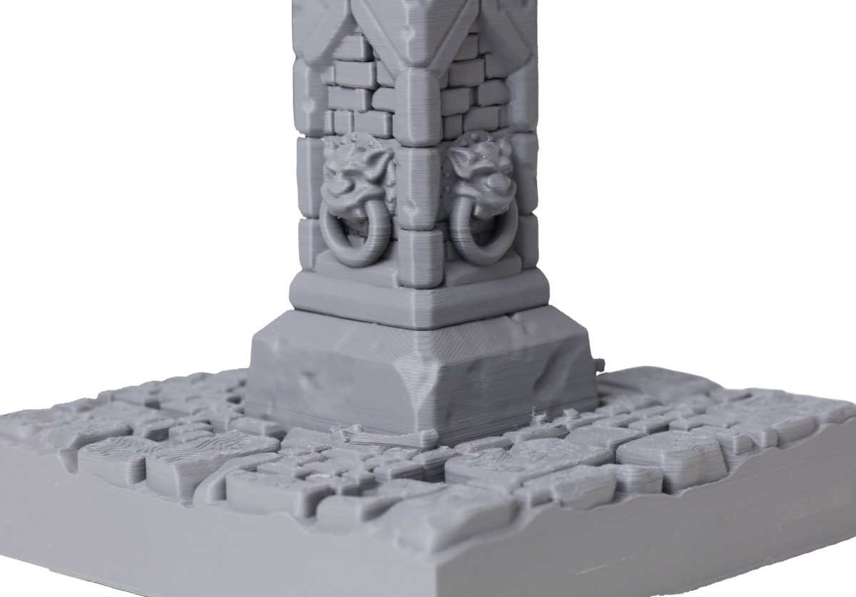 3D printed modular tabletop terrain miniature pillar detail view