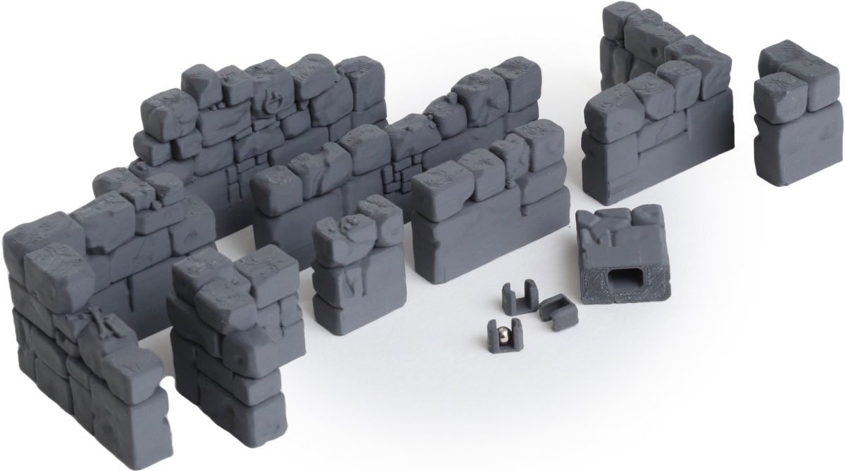 3D printed modular tabletop terrain miniature basic walls