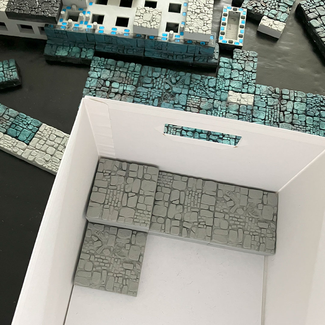 Step-by-step disassembly of a 3D-printed fantasy temple diorama gaming board 06
