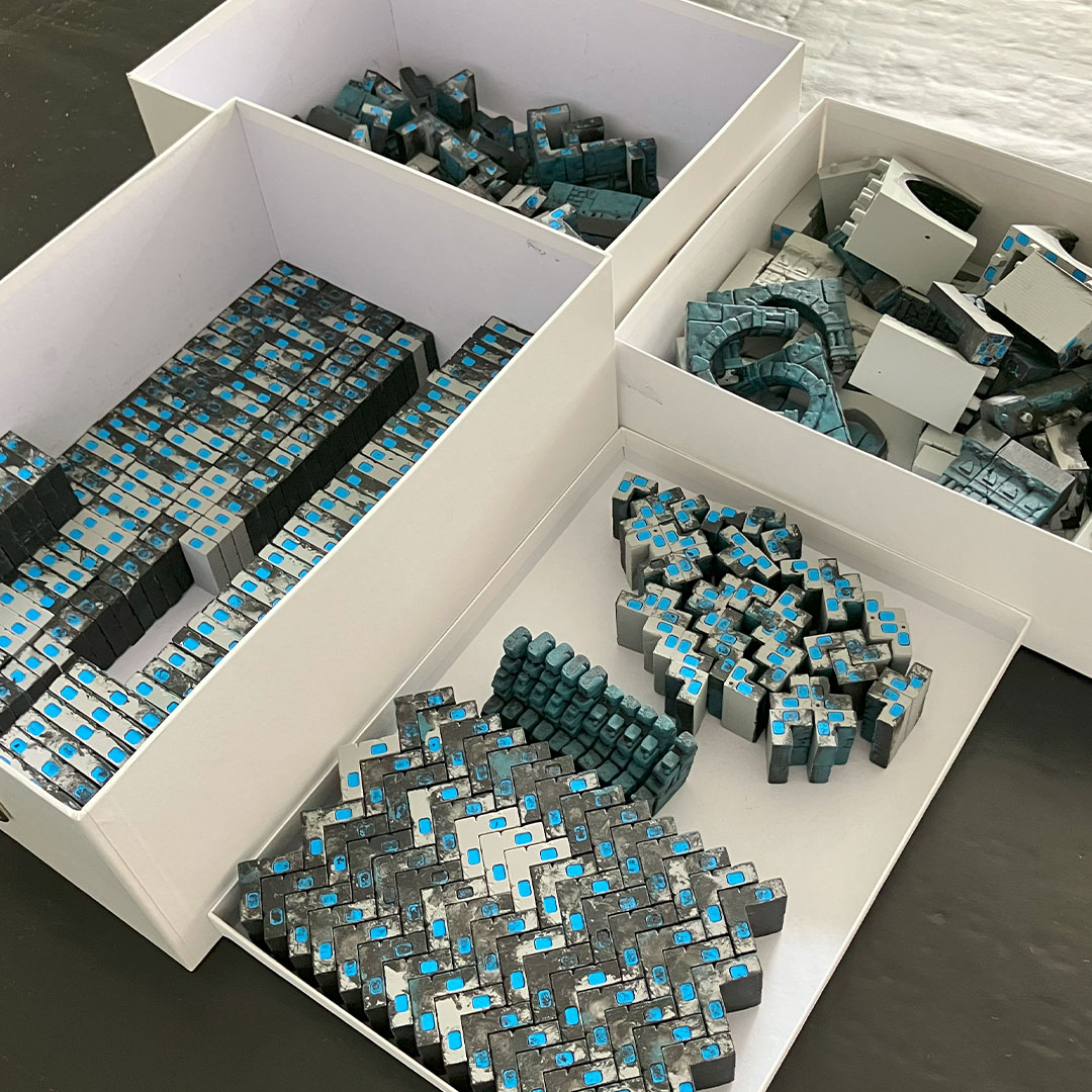 Step-by-step disassembly of a 3D-printed fantasy temple diorama gaming board 12